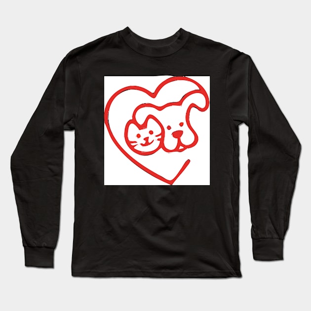 Loves Cats Dogs Long Sleeve T-Shirt by CasualTeesOfFashion